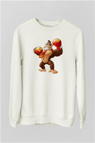 Donkey Kong Beyaz Unisex Sweatshirt