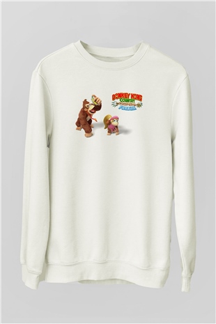 Donkey Kong Beyaz Unisex Sweatshirt