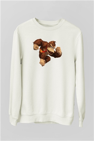 Donkey Kong Beyaz Unisex Sweatshirt