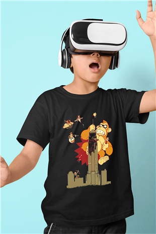 Donkey Kong Siyah Unisex  Çocuk Tişört