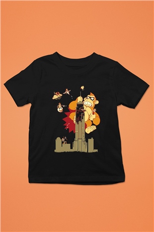 Donkey Kong Siyah Unisex  Çocuk Tişört