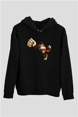 Donkey Kong Siyah Unisex Hoodie