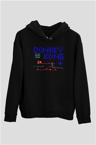 Donkey Kong Siyah Unisex Hoodie