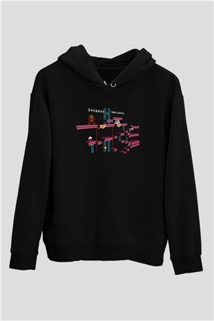 Donkey Kong Siyah Unisex Hoodie