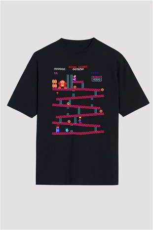 Donkey Kong Siyah Unisex Oversize Tişört
