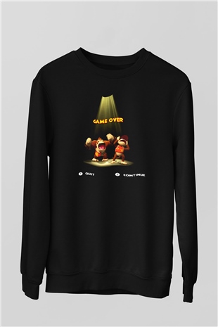 Donkey Kong Siyah Unisex Sweatshirt