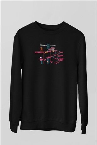 Donkey Kong Siyah Unisex  Sweatshirt