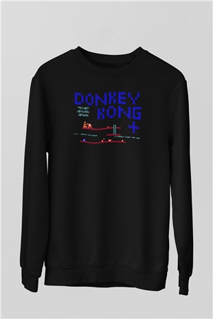 Donkey Kong Siyah Unisex  Sweatshirt