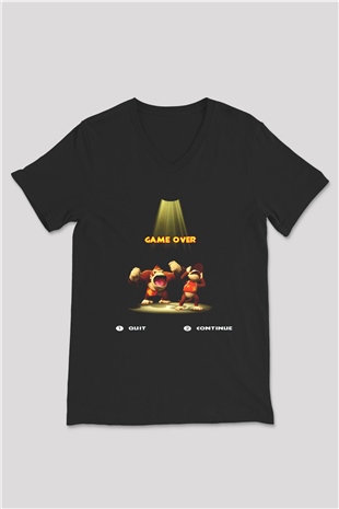 Donkey Kong Siyah Unisex V Yaka Tişört