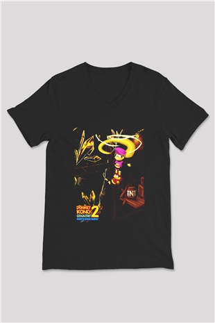 Donkey Kong Siyah Unisex  V Yaka Tişört