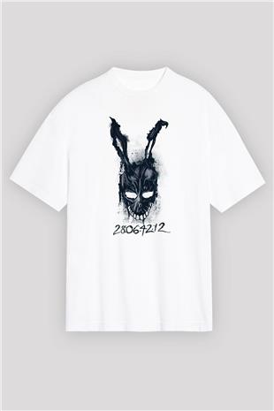 Donnie Darko Baskılı Beyaz Unisex Oversize Tişört - Tshirt
