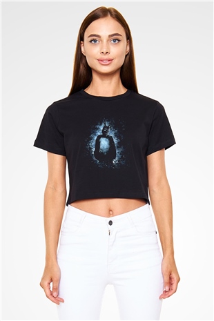 Donnie Darko Baskılı Siyah Crop Top Kadın Tişört - Tshirt
