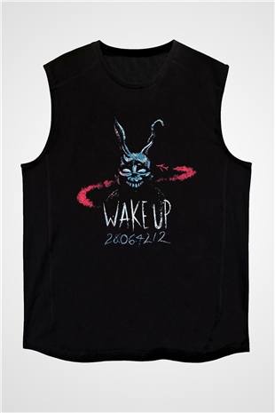 Donnie Darko Baskılı Unisex Siyah Kolsuz Tişört - Tshirt