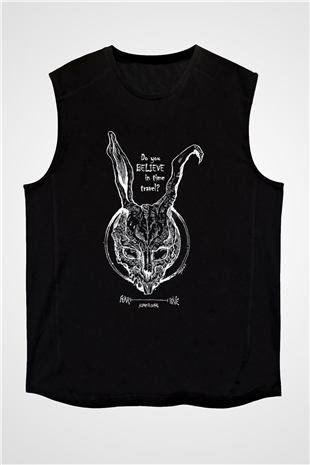 Donnie Darko Baskılı Unisex Siyah Kolsuz Tişört - Tshirt