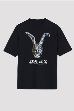 Donnie Darko Baskılı Unisex Siyah Oversize Tişört - Tshirt