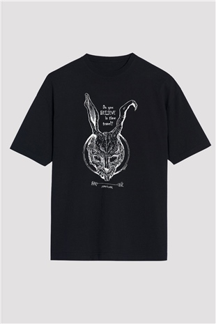 Donnie Darko Baskılı Unisex Siyah Oversize Tişört - Tshirt