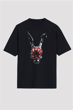 Donnie Darko Baskılı Unisex Siyah Oversize Tişört - Tshirt