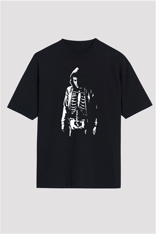 Donnie Darko Baskılı Unisex Siyah Oversize Tişört - Tshirt