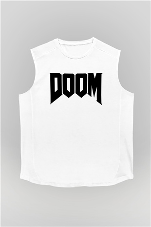 Doom Beyaz Unisex Kolsuz Tişört