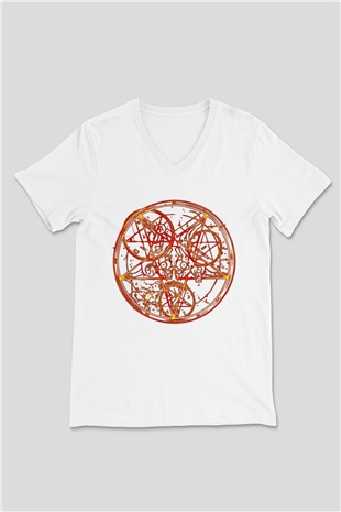 Doom Beyaz Unisex V Yaka Tişört T-Shirt