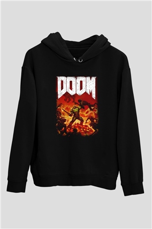 Doom Siyah Unisex Hoodie