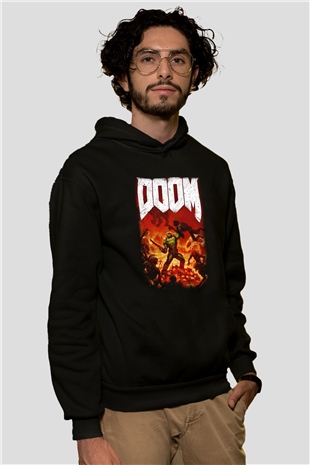 Doom Siyah Unisex Hoodie