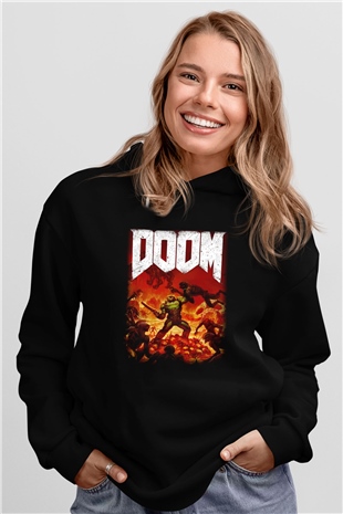 Doom Siyah Unisex Hoodie