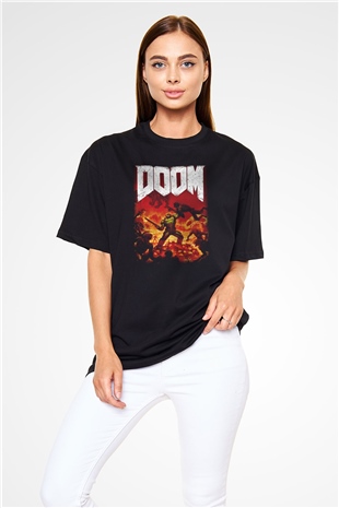 Doom Siyah Unisex Oversize Tişört T-Shirt