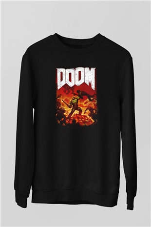 Doom Siyah Unisex Sweatshirt