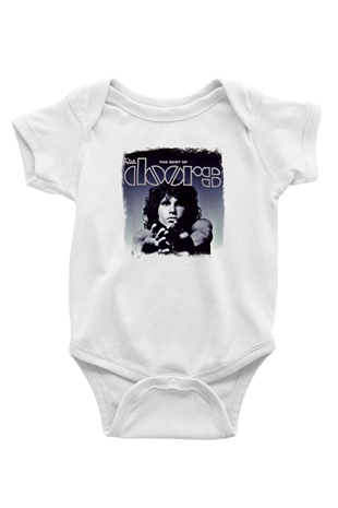 Doors Baskılı Unisex Beyaz Bebek Body - Zıbın