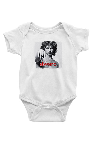 Doors Baskılı Unisex Beyaz Bebek Body - Zıbın