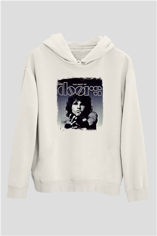 Doors Baskılı Unisex Beyaz Hoodie