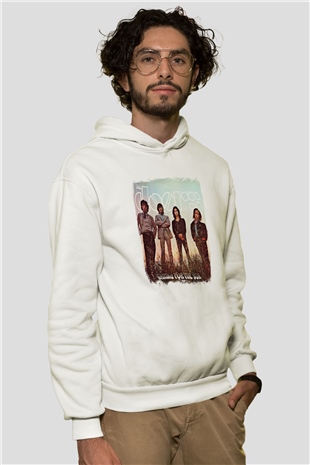 Doors Baskılı Unisex Beyaz Hoodie