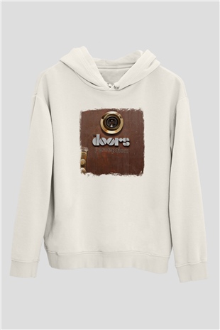 Doors Baskılı Unisex Beyaz Hoodie