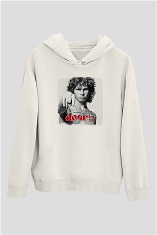 Doors Baskılı Unisex Beyaz Hoodie