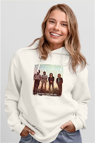 Doors Baskılı Unisex Beyaz Hoodie
