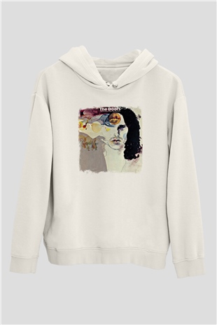 Doors Baskılı Unisex Beyaz Hoodie