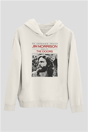 Doors Baskılı Unisex Beyaz Hoodie