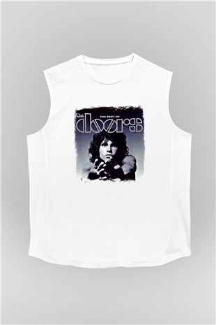 Doors Baskılı Unisex Beyaz Kolsuz Tişört