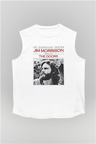 Doors Baskılı Unisex Beyaz Kolsuz Tişört