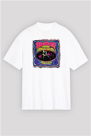 Doors Baskılı Unisex Beyaz Oversize Tişört