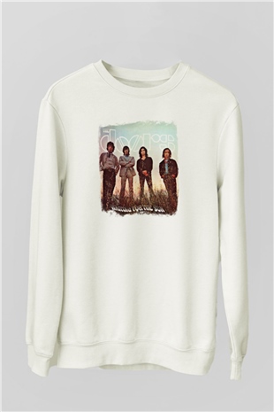 Doors Baskılı Unisex Beyaz Sweatshirt