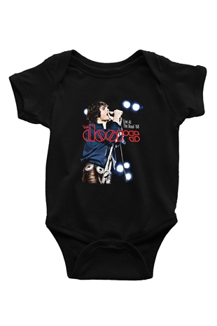 Doors Baskılı Unisex Siyah Bebek Body - Zıbın
