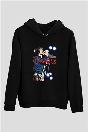 Doors Baskılı Unisex Siyah Hoodie