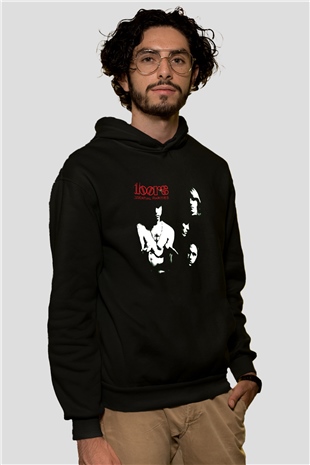 Doors Baskılı Unisex Siyah Hoodie