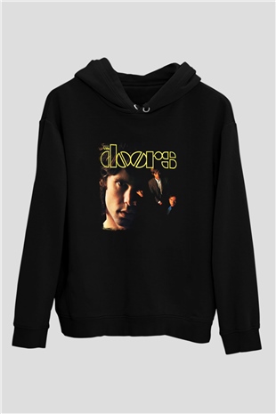 Doors Baskılı Unisex Siyah Hoodie