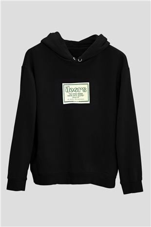 Doors Baskılı Unisex Siyah Hoodie