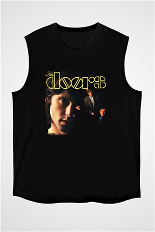 Doors Baskılı Unisex Siyah Kolsuz Tişört