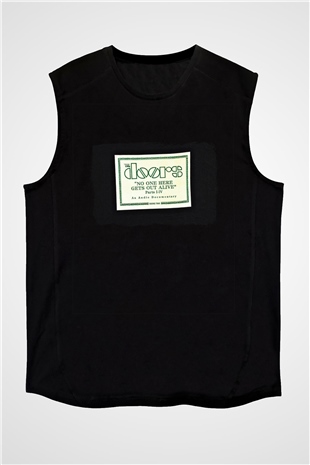 Doors Baskılı Unisex Siyah Kolsuz Tişört