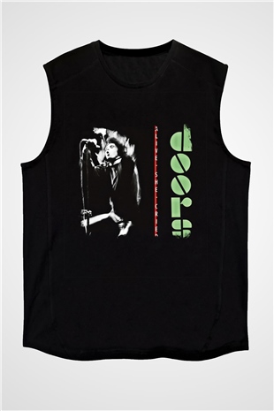 Doors Baskılı Unisex Siyah Kolsuz Tişört